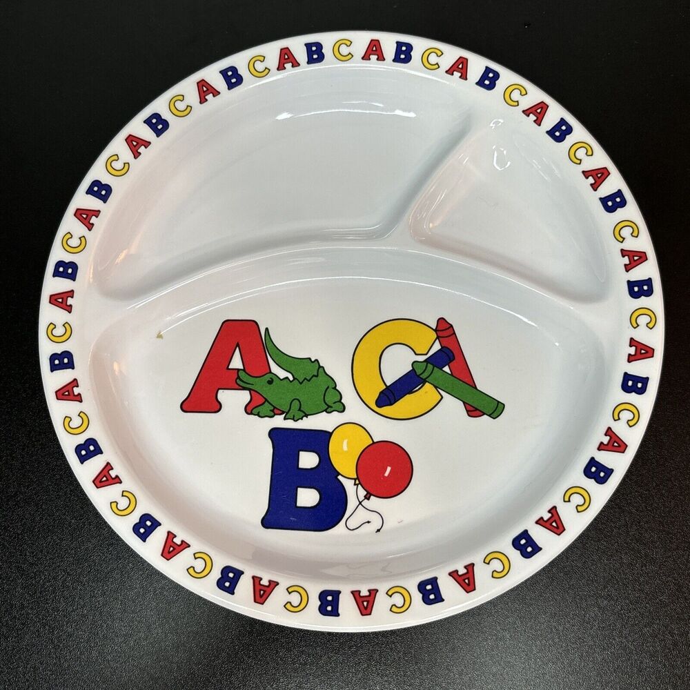 Vintage Melamine ABC Divided Children Toddler Plates Parenting